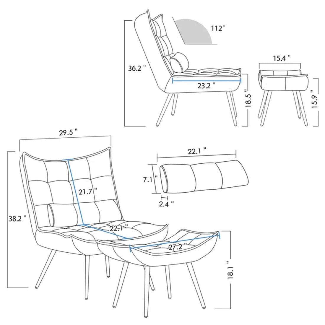 Velvet Sofa Lounge Chair