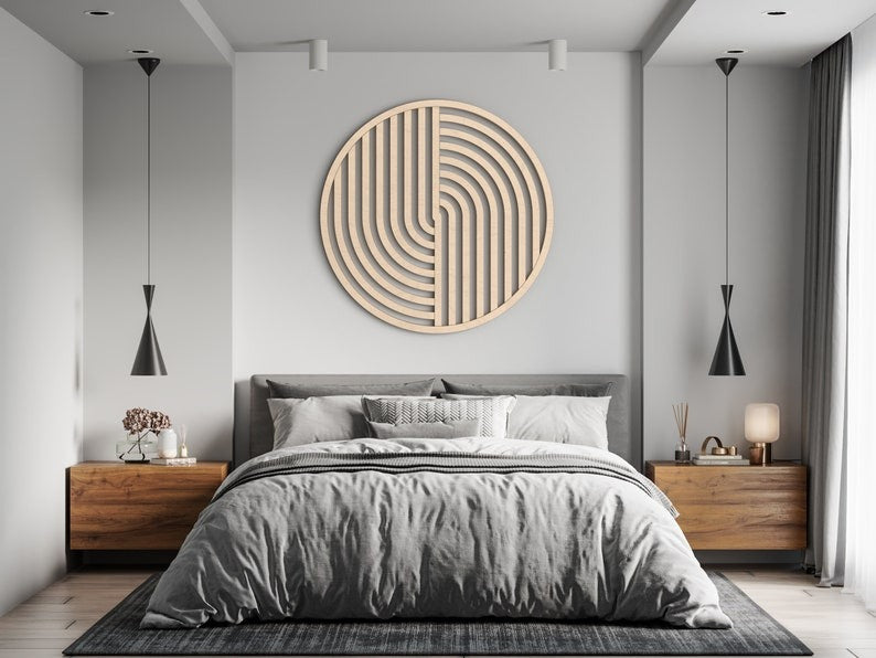 Decorative Wooden Wall Hanging Decor with Half Arc Pattern