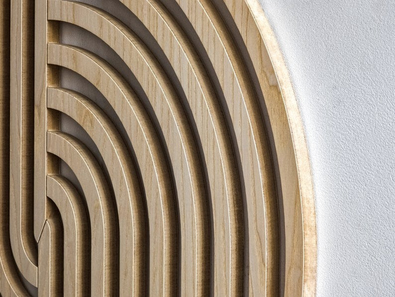 Decorative Wooden Wall Hanging Decor with Half Arc Pattern