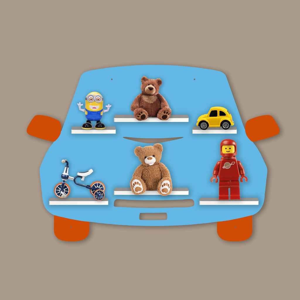 Designer Car Wooden LED Light Wall Shelf for Kids | Stylish Wall Décor