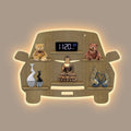 Designer Car Wooden LED Wall Shelf | Oak Finish Auto-Themed Storage & Display - Decormart