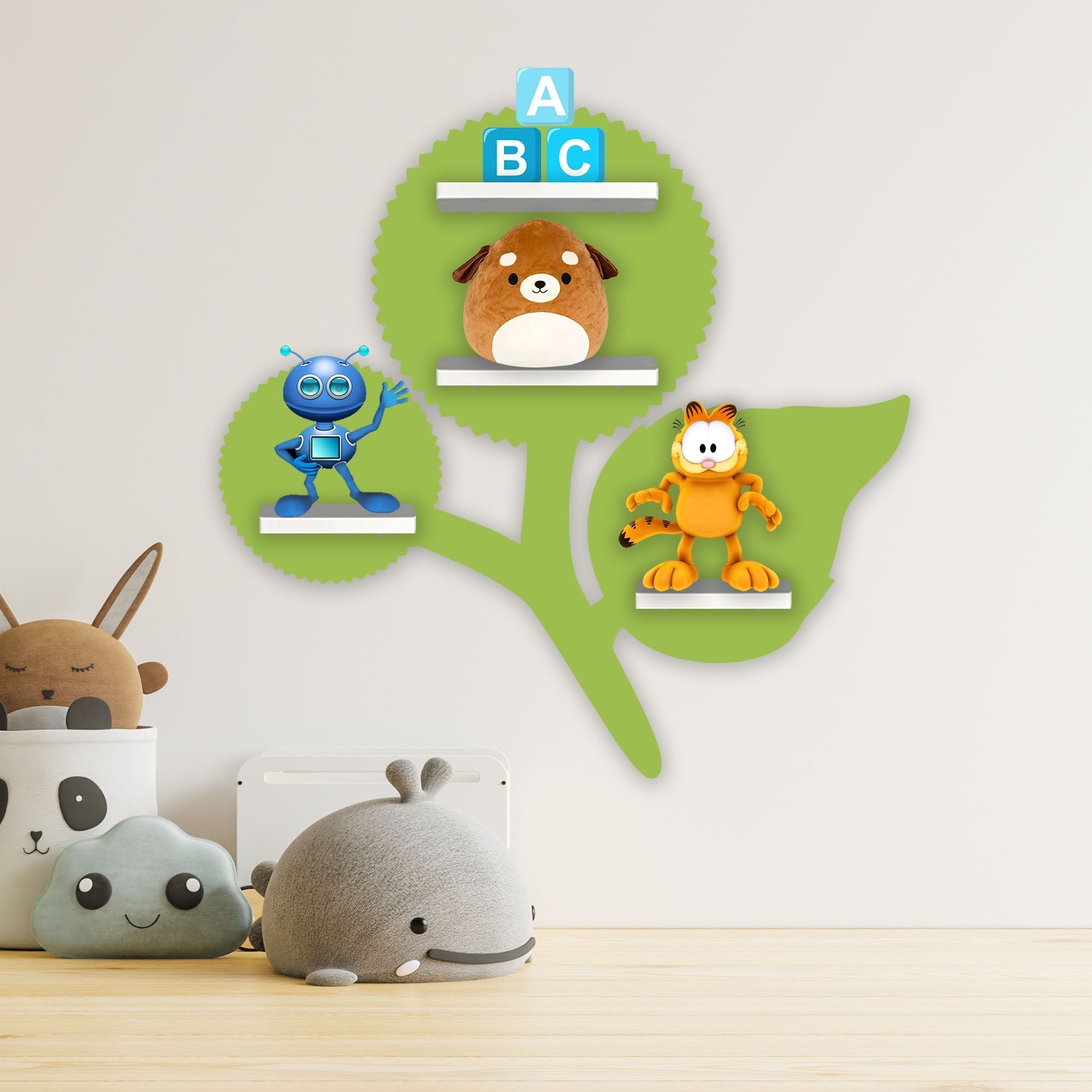 Designer Flower LED Wall Shelf for Kids | Wooden Décor - Decorsmart