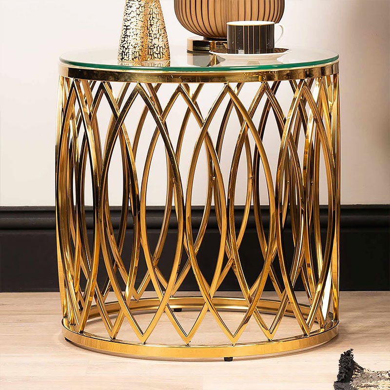 Designer Metallic Cage Pattern with Golden Metal Finish