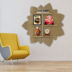 Shape Wooden LED Light Wall Shelf with Oak Finish