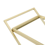Elegant Golden Finish Drink Cart with Crossed Metal Frame