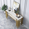 Elegant Marble Console Table with Metallic Gold Fringe Base