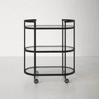 Elegant Modern Bar Cart Trolley with Black Steel Frame