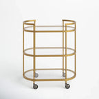 Elegant Modern Bar Cart Trolley with Golden Steel Frame