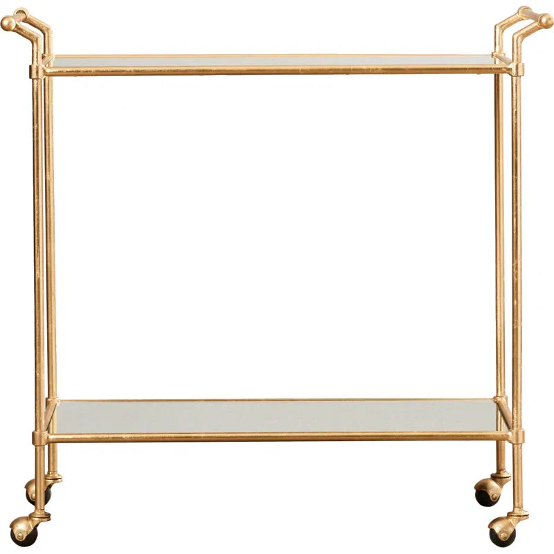 Elegant Two-Tier Gold Bar Trolley with Minimalist Design