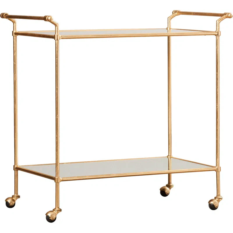 Elegant Two-Tier Gold Bar Trolley with Minimalist Design