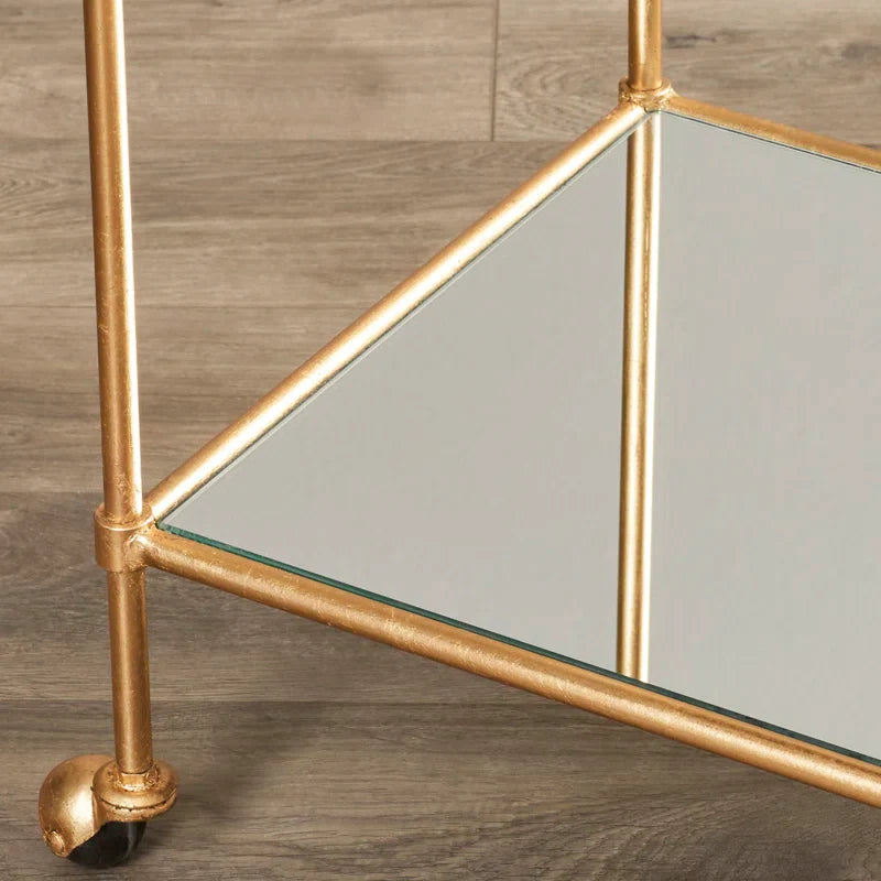 Elegant Two-Tier Gold Bar Trolley with Minimalist Design