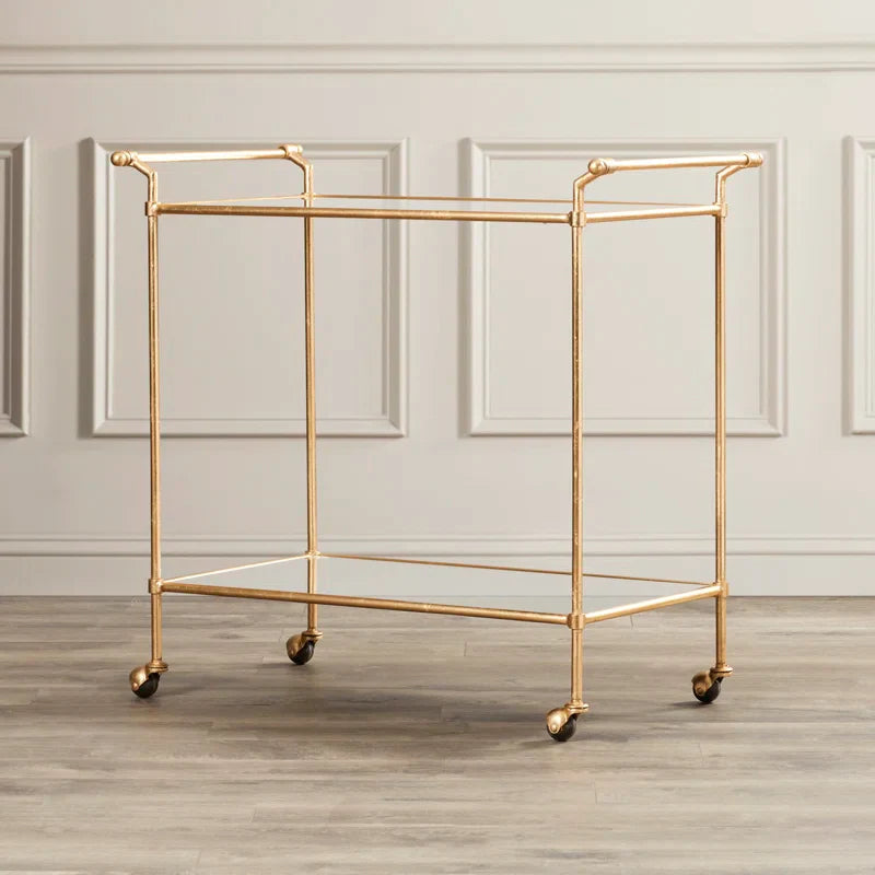 Elegant Two-Tier Gold Bar Trolley with Minimalist Design