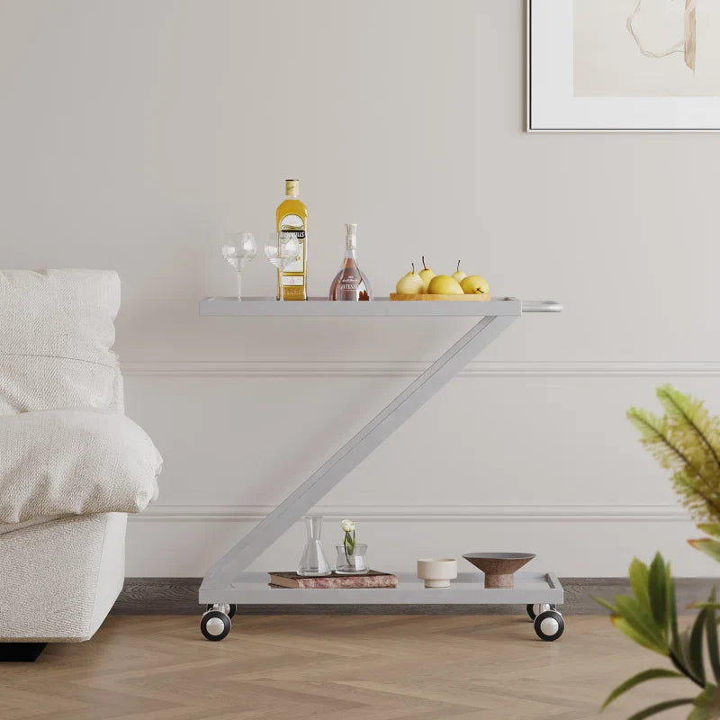 Elegant Z-Leg Serving Trolley in Metal Finish
