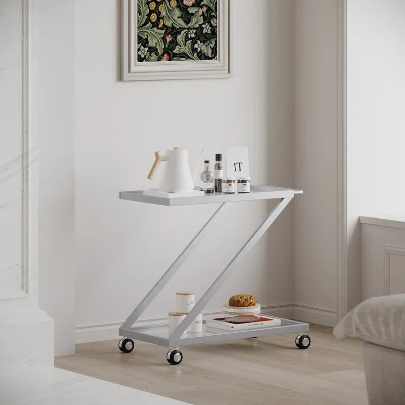 Elegant Z-Leg Serving Trolley in Metal Finish