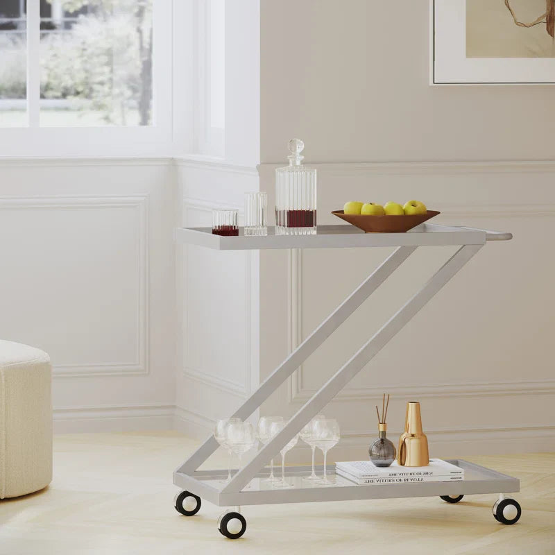 Elegant Z-Leg Serving Trolley in Metal Finish