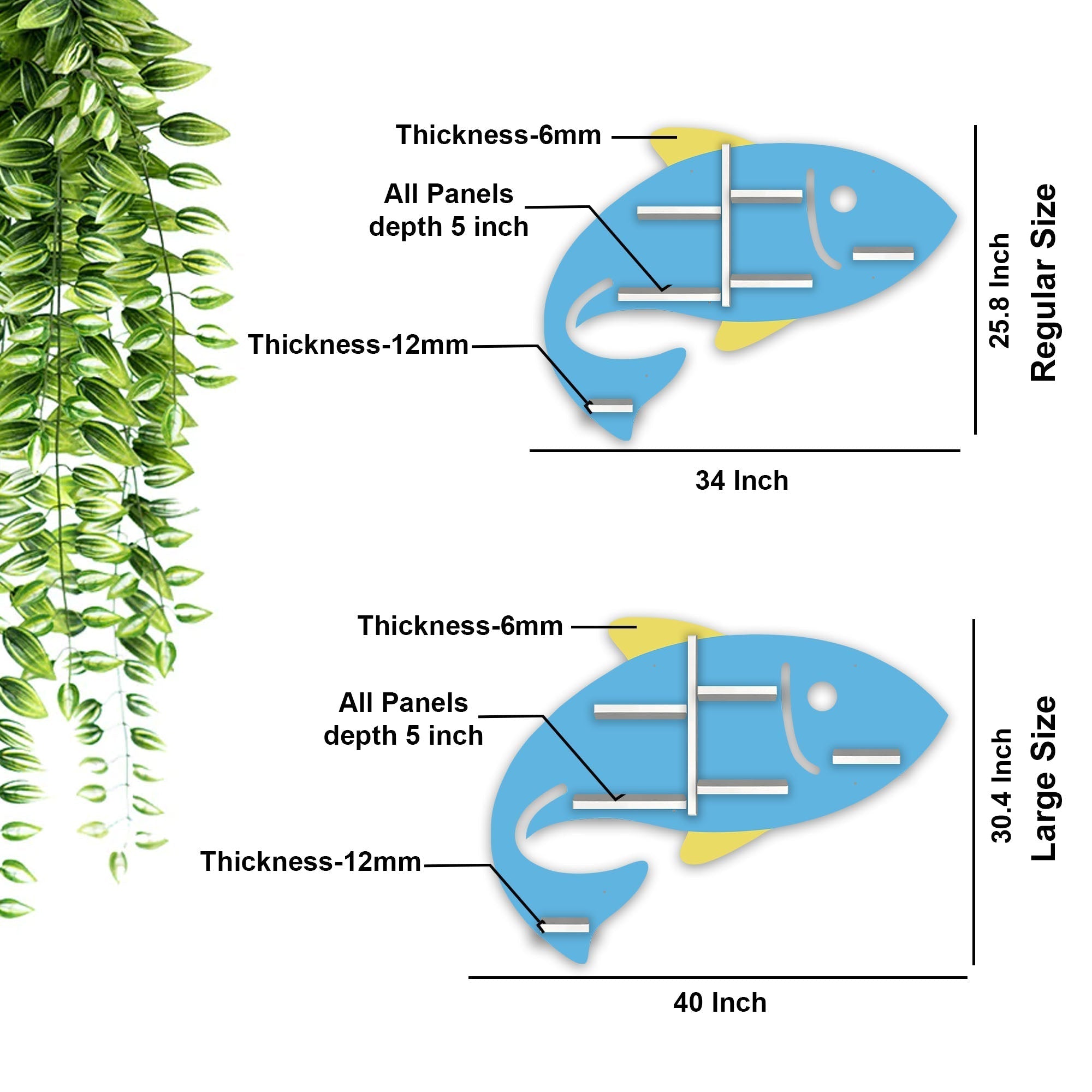 Fish Shaped LED Wall Shelf for Kids | Wooden Night Light & Toy Storage - Decorsmart