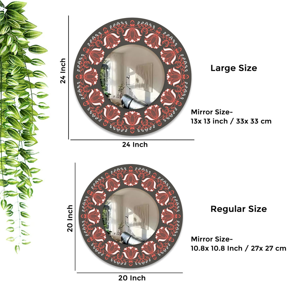 Floral Red Flower Wall Mirror