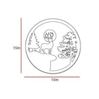 Full Moon Rounded Reindeer Backlit Wooden Wall Decor with LED Night Light