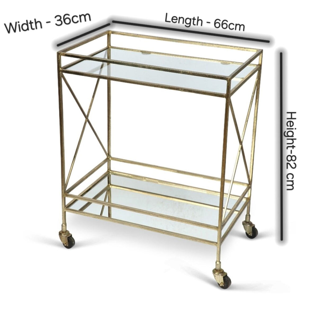 Glamorous Two-Tier Gold Bar Cart Drinks Trolley