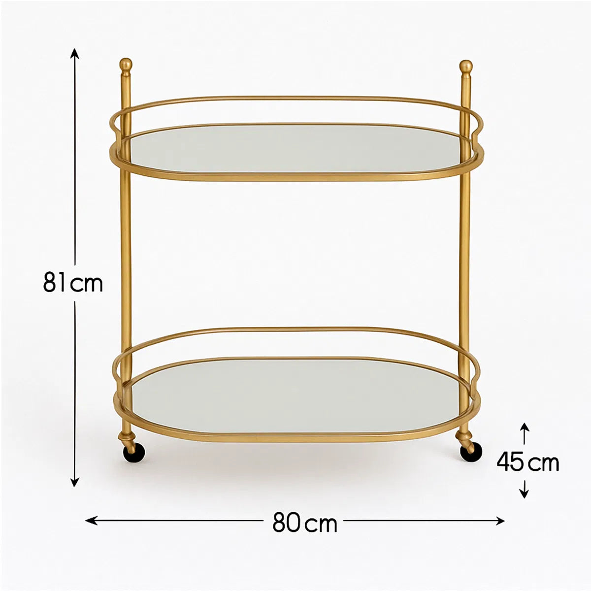 Golden Glamour Oval Drinks Trolley with Mirrored Elegance