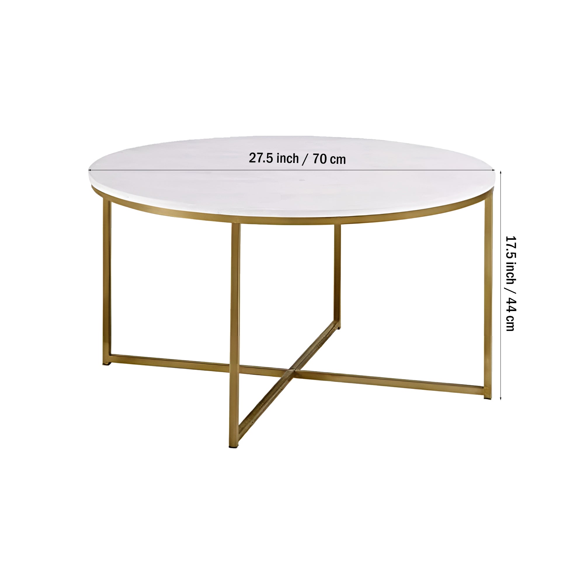 Golden Minimalist Metal Center Table in Criss Cross Design