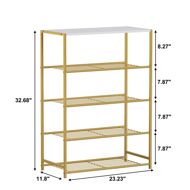 Golden Shoe Shelf with Open Design & Sleek Modern Look