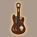 Guitar Shape Wooden Wall Shelf LED Light Wall Shelf with Walnut Finish