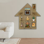  Wooden Wall Storage Shelves with LED Light Oak Finish