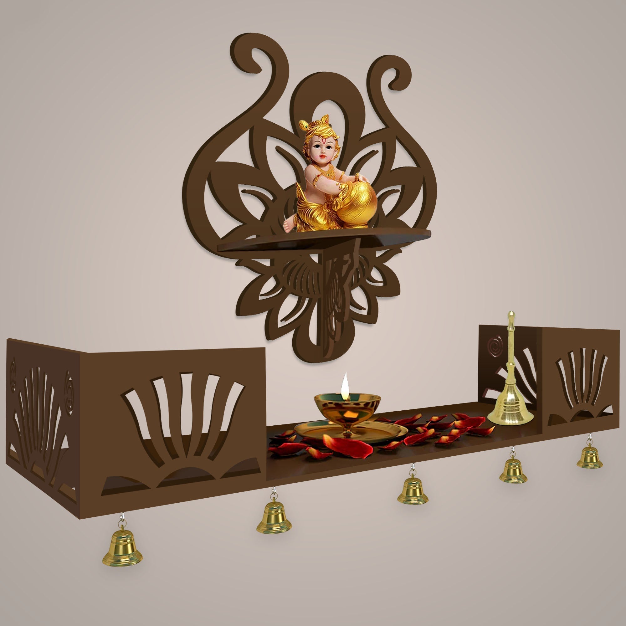 Lotus Pattern Small Wooden Temple