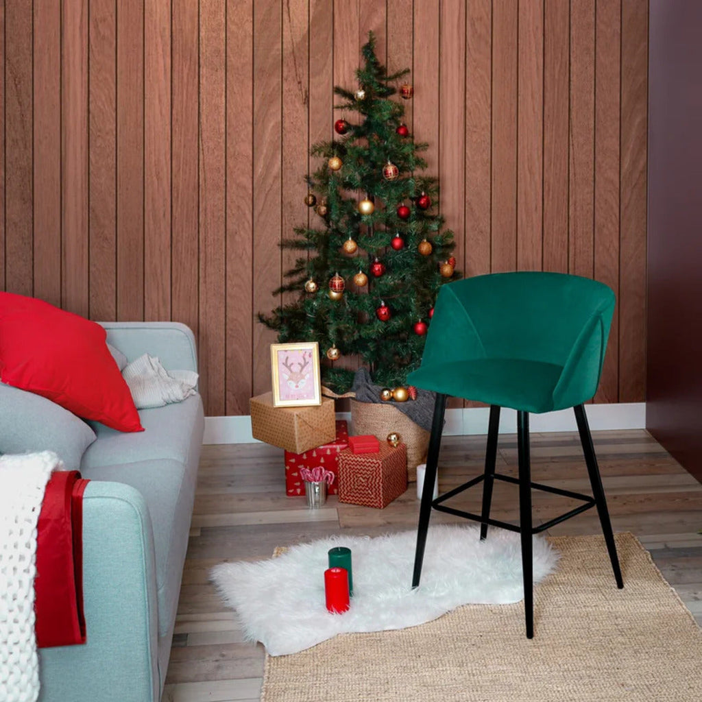 Green Plush Velvet Bar Chair 