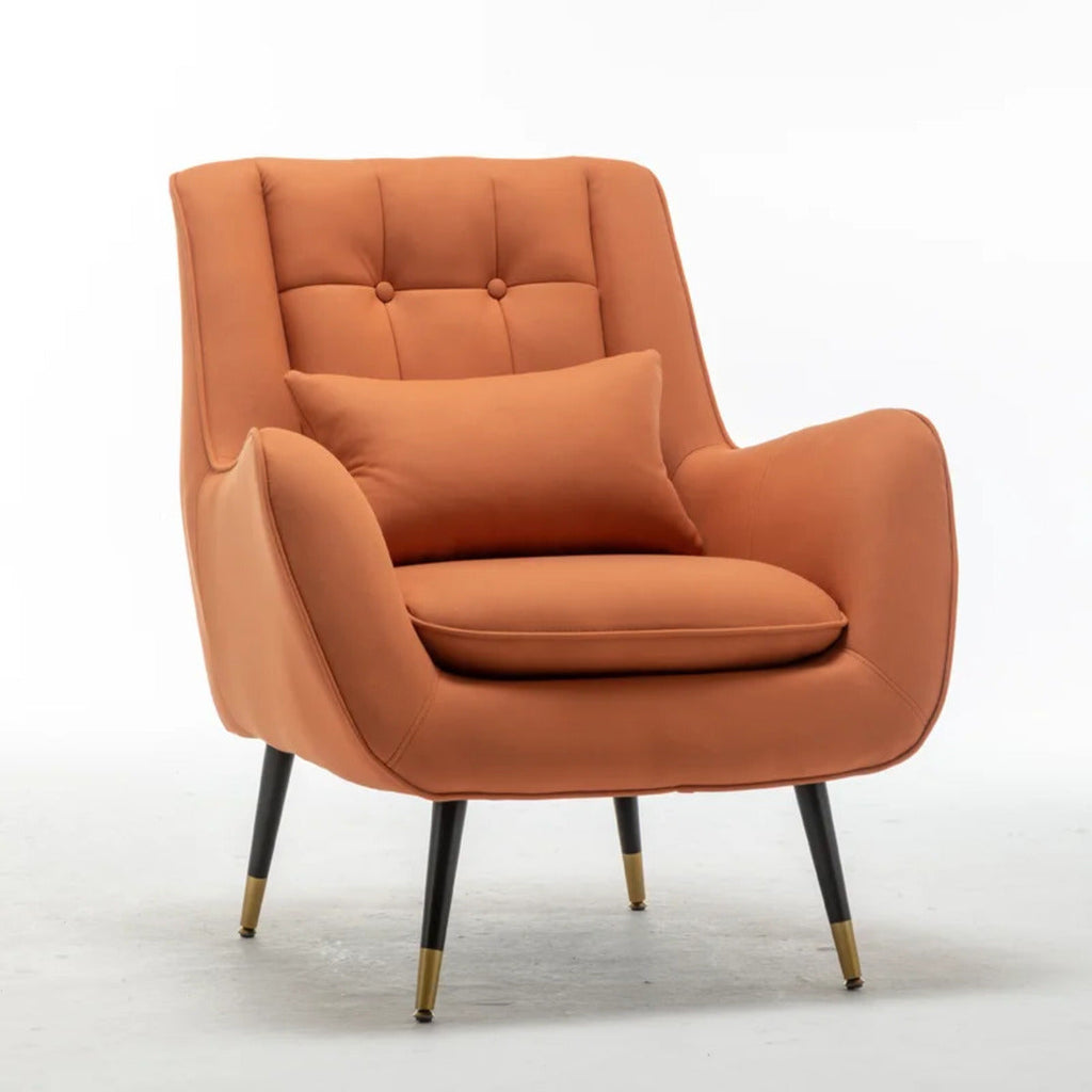 Luxurious Mustard Yellow Thick Padded Velvet Sofa Lounge Chair with Cushion