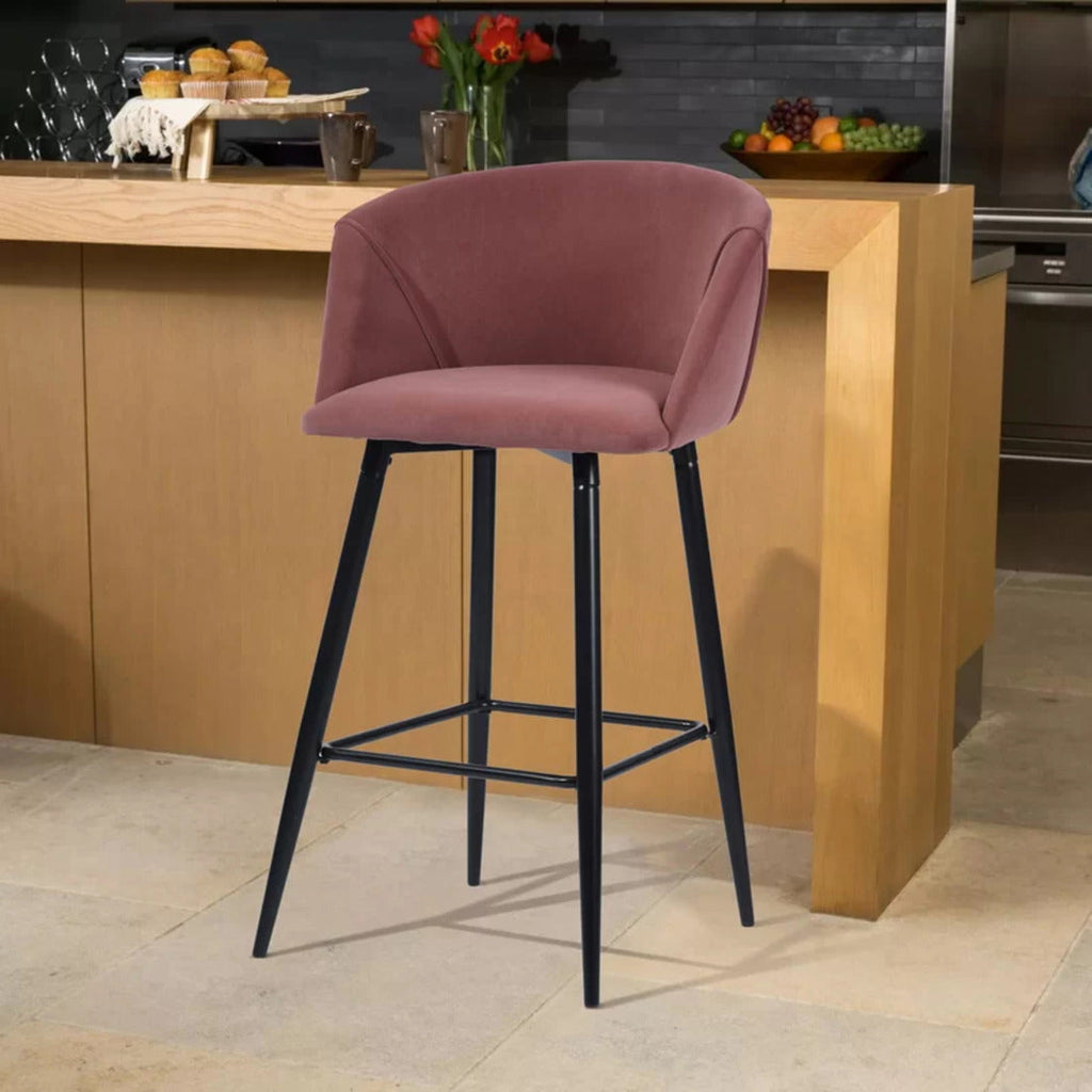 Luxurious Pink Comfy Velvet Counter Long Chair