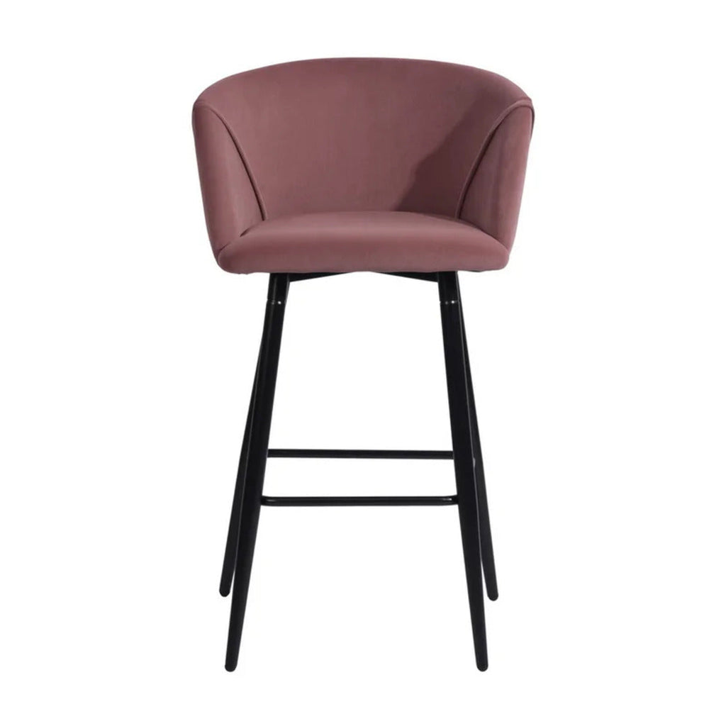 Pink Comfy Velvet Counter Bar Chair