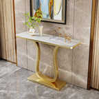 Luxury Console Table with Artistic Gold U-Shaped Metal Base