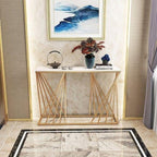 Luxury Golden Metal Finish Console Table with Criss-Cross Base