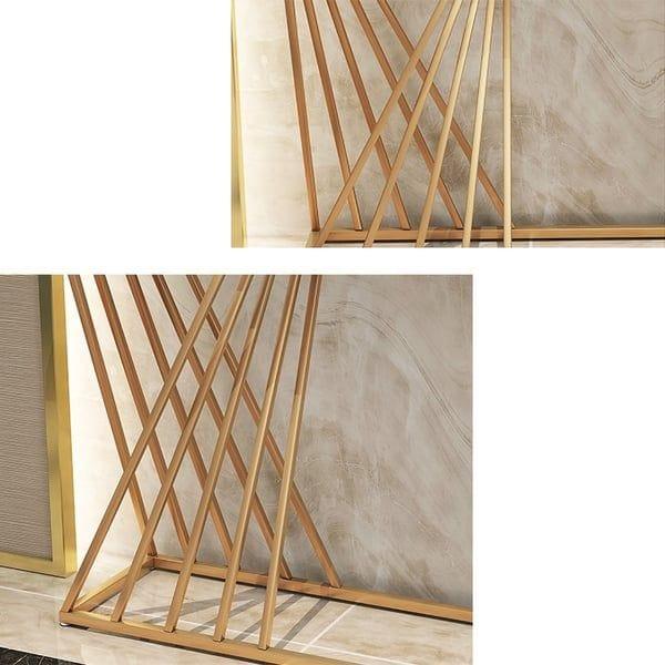 Luxury Golden Metal Finish Console Table with Criss-Cross Base