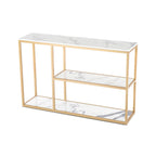 Luxury White Faux Marble Golden Finish Console Table