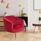 Maroon Cocooned Pattern Velvet Lounge Chair