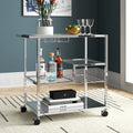 Metallic Minimalist Frame Design Bar Cart Trolley with Glass Shelves