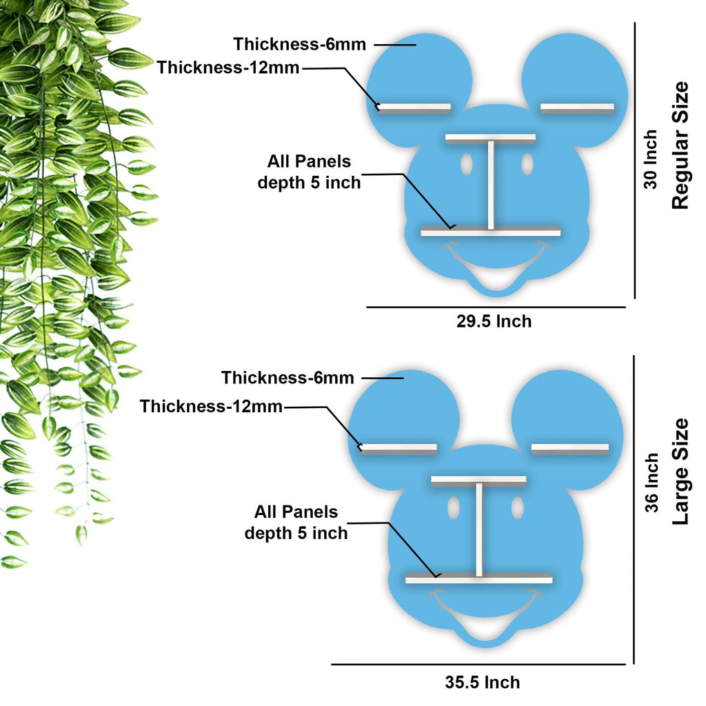 Mickey Mouse LED Wooden Wall Shelf for Kids | Oak Finish Decor - Decorsmart