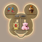 Mickey Mouse Wooden LED Wall Shelf for Kids | Oak Finish Décor - Decorsmart