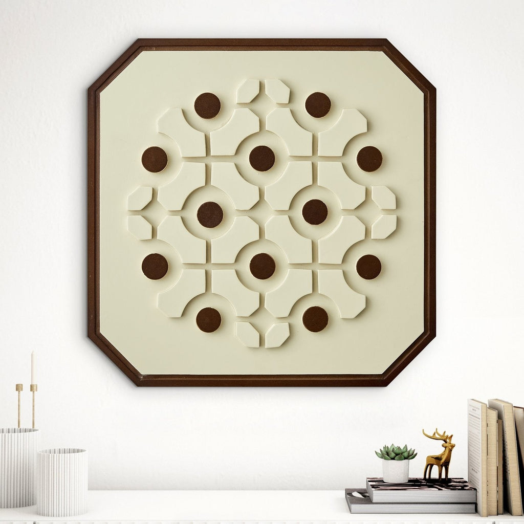 Mid Century Modern Wooden Wall Art with Circular Motif
