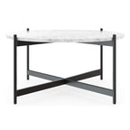 Minimalist Matte Finish Black Metal Centre Table In Criss Cross Design