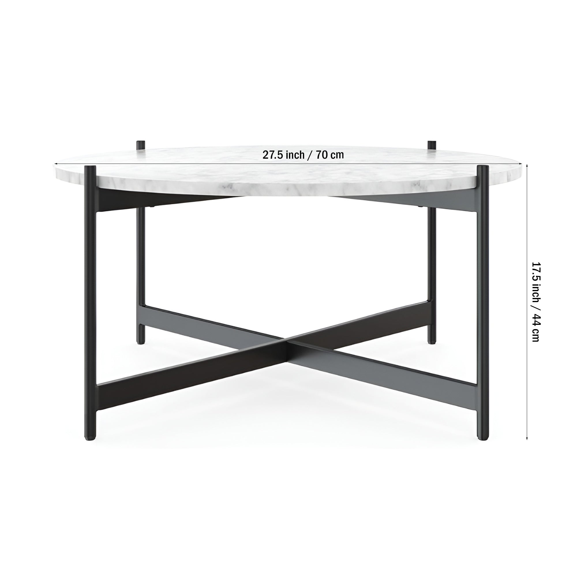 Minimalist Matte Finish Black Metal Centre Table In Criss Cross Design