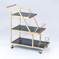 Modern Geometric Gold Bar Cart with Triple Tiers Trolley