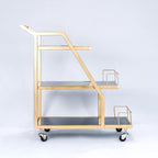 Modern Geometric Gold Bar Cart with Triple Tiers Trolley