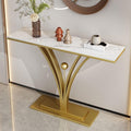 Modern Gold Base Console Table with Sleek White Marble Top