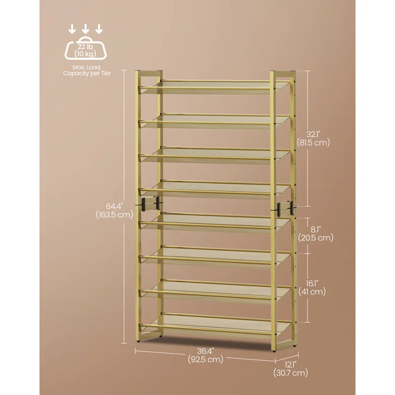 Modern Gold Shoe Rack Tower for Organized Footwear Storage