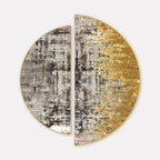 Golden Abstract Textured Semi Circle Frames Set Of 2