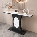 Modern Marble Console Table with Black Base and Circular Marble Accent